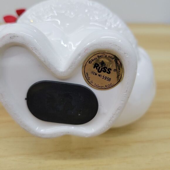 Vintage Christmas Santa Claus Vase with Poinsetta Figurine Coin Bank by Russ - Picture 11 of 15